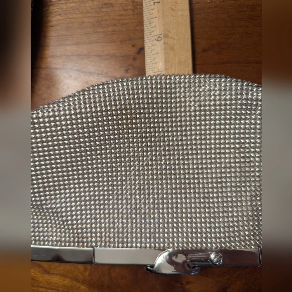 Whiting and Davis Mesh Glamorous Silver Evening Clutch Bling Collapsible